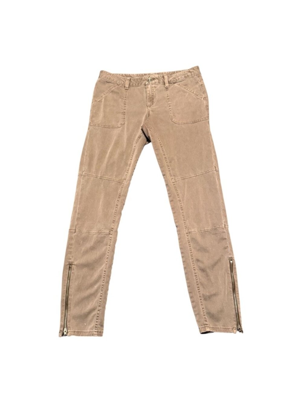 Banana Republic Women's Ankle Pants Pockets Zip Twill Tapered Casual Sz 6 Brown